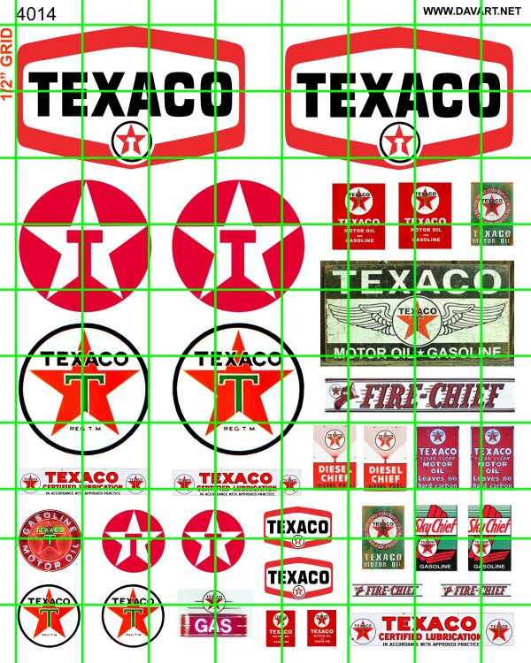 24" TEXACO GASOLINE DECALS GAS AND OIL a 