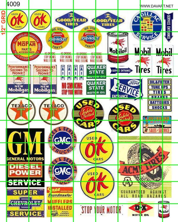 NH007 DAVE'S DECALS 1/2 Set N SCALE VINTAGE AMERICAN GAS/OIL SIGNAGE AND ADVERTS 