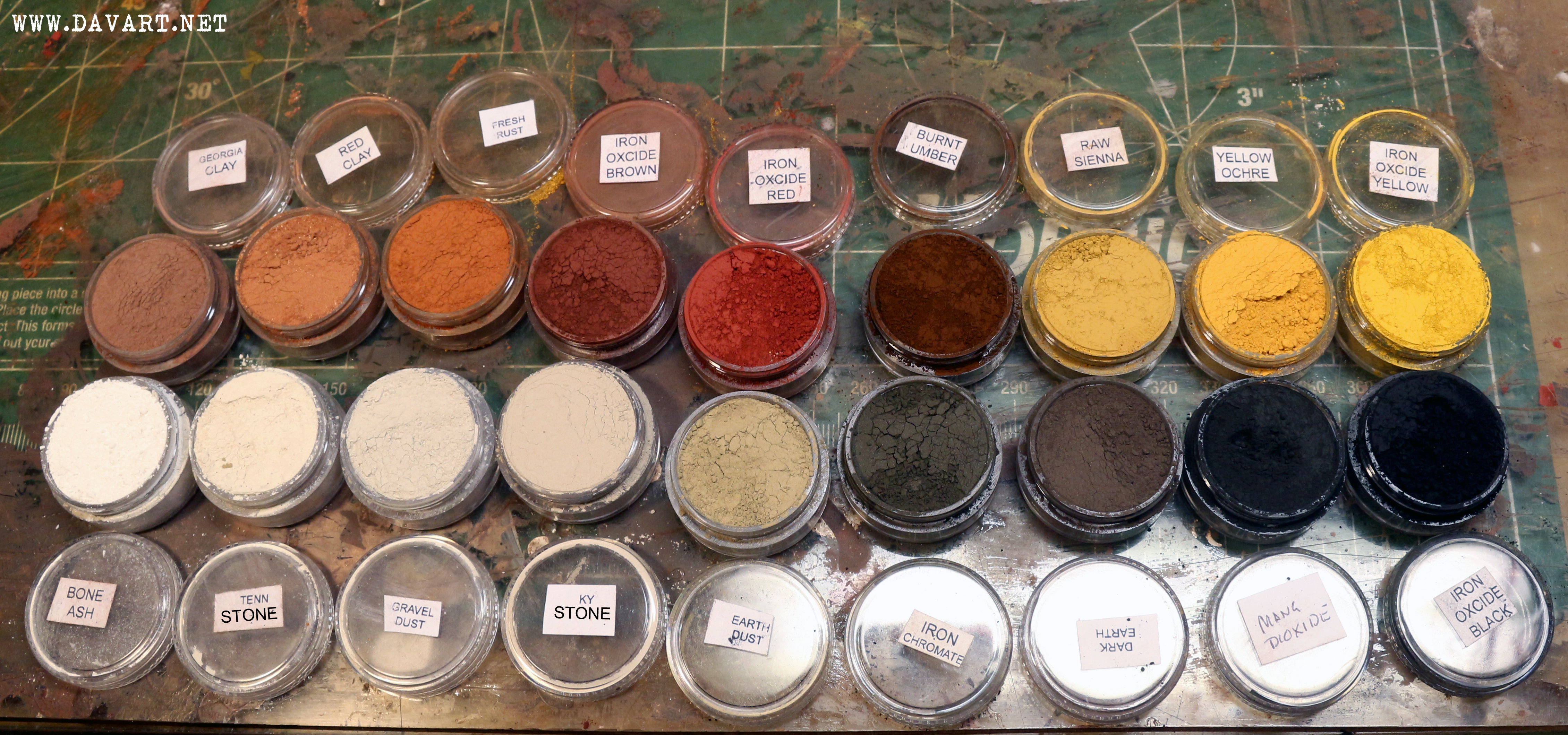 WP08 DAVE'S WEATHERING POWDERS ALL NATURAL PIGMENT RAW SIENNA DUST STAINS DIRT 