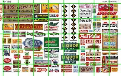 NH115 N SCALE HALF SETS – BUD's TACKLE BOX, FISHING, SHOPPING, EASTGATE,  LIQUOR, TRUE VALUE, BAIT SHOP – DAVE'S DECALS, DETAILS & MODELS