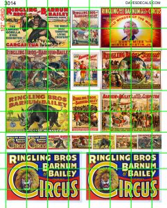 3012 DAVE'S DECALS NEW SM CIRCUS SET 5 FREAK SIDESHOW  BUY 5 SETS FREE S/H
