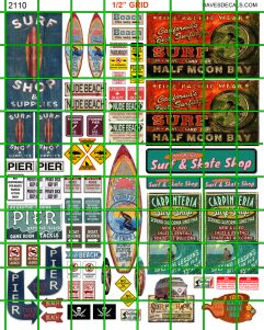 NH035 DAVE'S DECALS 1/2 Set N SCALE ASSORTED SEAFOOD CAFE RESTAURANT SIGNAGE 